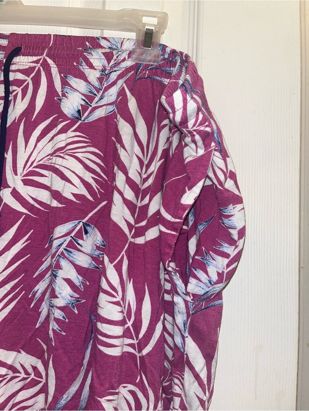 3X Fuchsia Tropical Print Pajama Shorts - Picture 3 of 6
